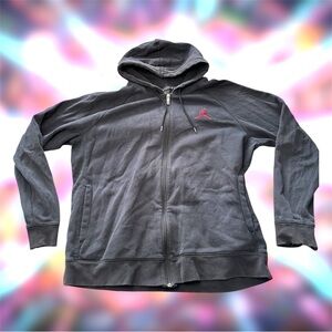 Jordan Jumpman Fleece Full Zip Hoodie Black Red 688995-011 Mens XL 2015